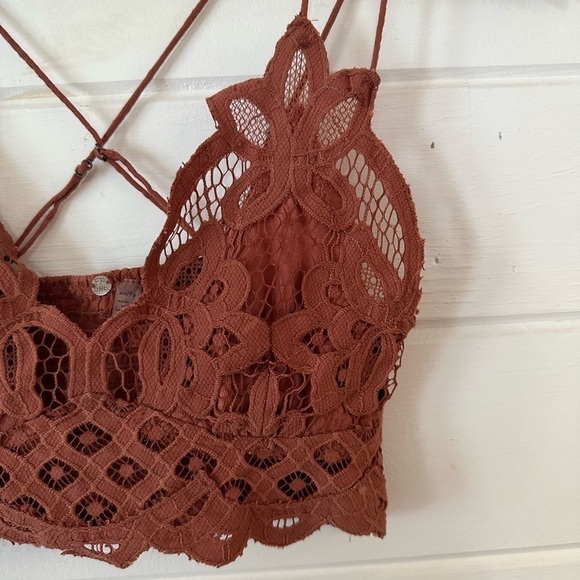 Free People FP One Adella Crochet Lace Sexy Boho Bralette in Copper XS - Picture 7 of 12